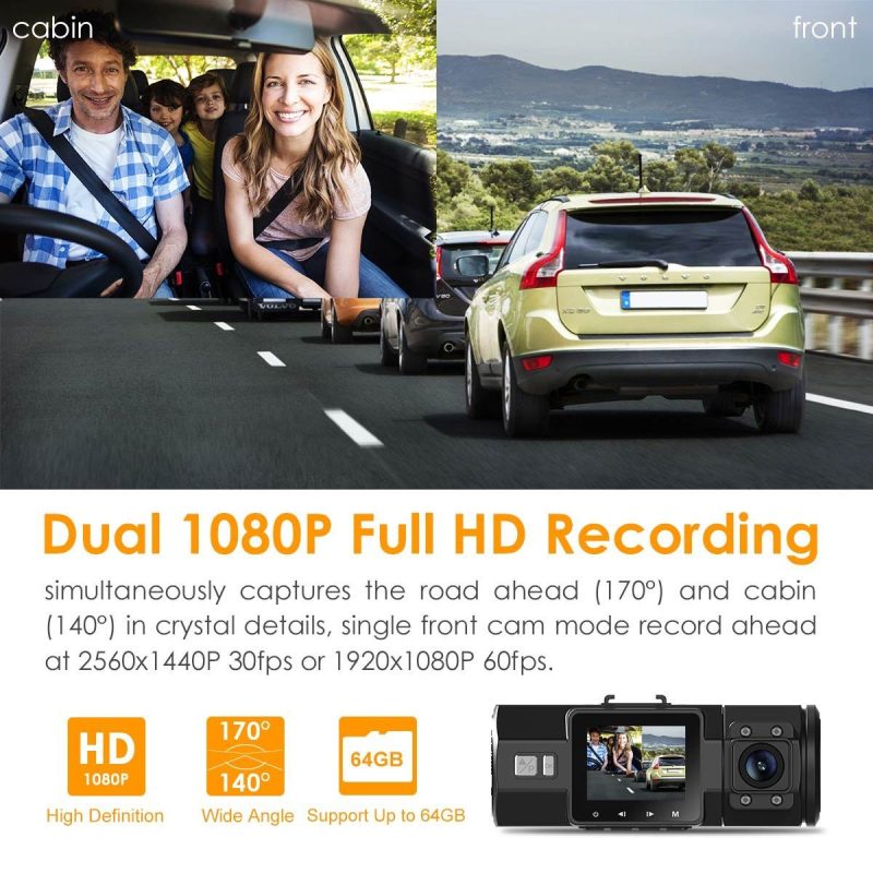 Vantrue N2 Pro Dual Dash Cam, Sony Exmor HD Sensor, Infrared Night Vision