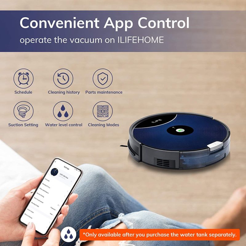 ILife A80 Max with Mopping, 2-In-1 Robot Vacuum & Mop , 2000Pa, Wi-Fi, 2-In-1 Roller Brush, Route Planning