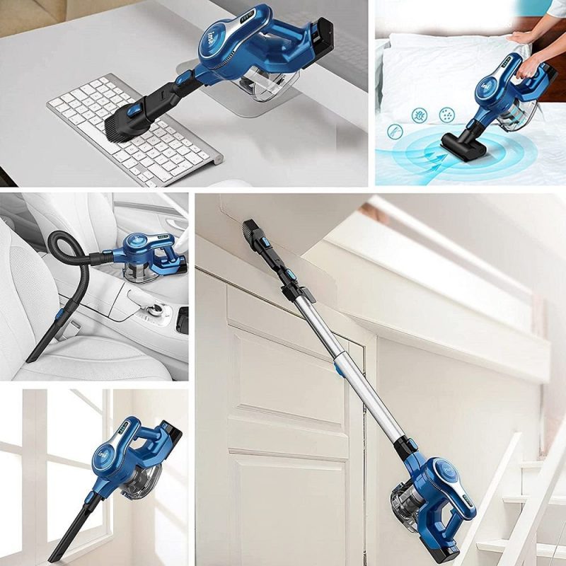 Inse 23Kpa 250W Powerful Suction Lightweight Cordless Vacuum Cleaner, Up to 80mins Run-time, Rechargeable Vacuum