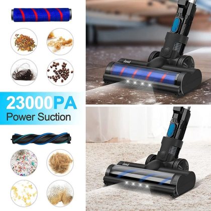 Inse 23Kpa 250W Powerful Suction Lightweight Cordless Vacuum Cleaner, Up to 80mins Run-time, Rechargeable Vacuum