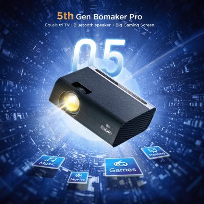 Bomaker WiFi Projector, Full HD 1080P Supported, Touch Buttons & Leather Texture Design