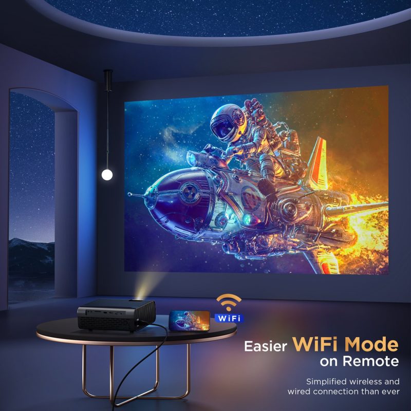 Bomaker WiFi Projector, Full HD 1080P Supported, Touch Buttons & Leather Texture Design