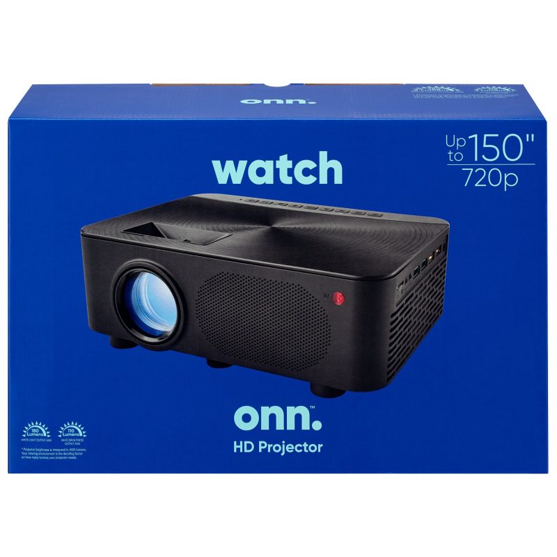 Onn. 720P LCD Home Theater Projector with Up to 150" Projection Size, Black, 100020900