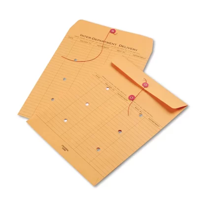 Universal Light Brown Kraft String & Button Interoffice Envelope, 10" x 13", 100/Box