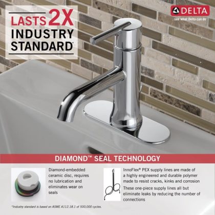 Delta Trinsic Single Handle Bathroom Faucet In Chrome 559LF-MPU, Silver