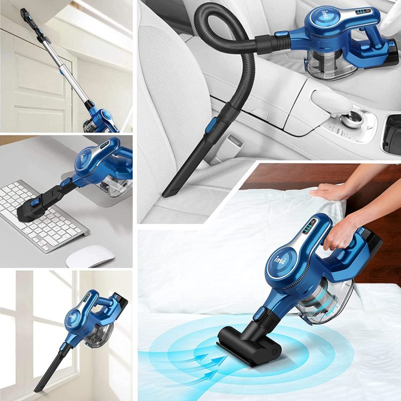 Inse S6 Cordless Vacuum Cleaner, 23KPa 250W Brushless Motor Stick Vacuum, 10-In-1 Lightweight Handheld Vac, Blue