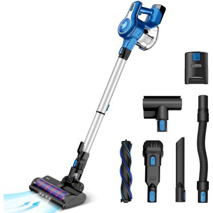 Inse S6 Cordless Vacuum Cleaner, 23KPa 250W Brushless Motor Stick Vacuum, 10-In-1 Lightweight Handheld Vac, Blue