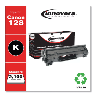 Innovera Remanufactured Black Toner Cartridge, Replacement for Canon 128 (3500B001AA), 2100 Page-Yield