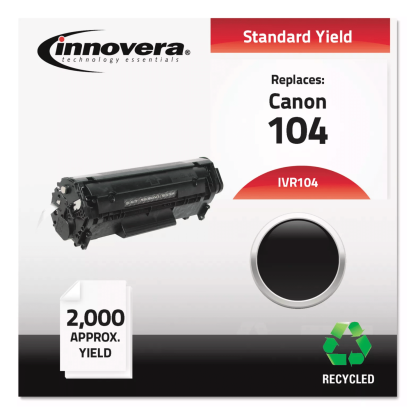 Innovera Remanufactured Black Toner Cartridge, Replacement for Canon 104 (0263B001AA), 2000 Page-Yield