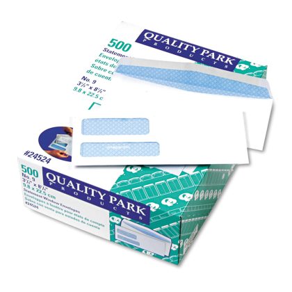 Quality Park - Double Window Envelopes, #9, Security Tint, Gummed - 500 Count