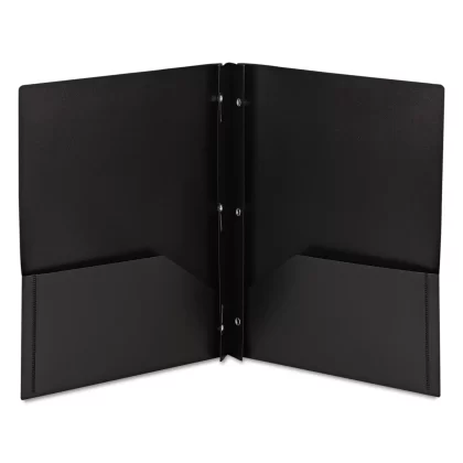 Smead Poly Two-Pocket Folder with Fasteners, Letter, Black, 25ct.