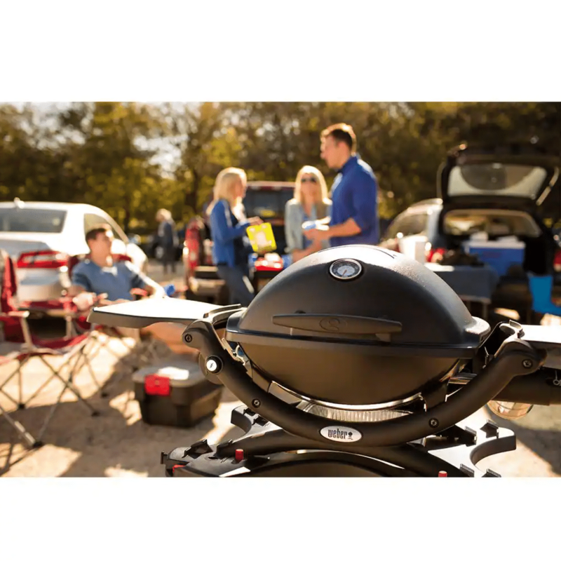Weber Q 1200 1-Burner Portable Tabletop Propane Gas Grill in Black with Built-In Thermometer