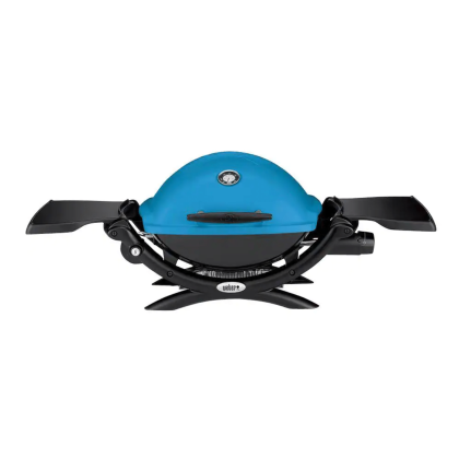 Weber Q 1200 1-Burner Portable Tabletop Propane Gas Grill in Blue with Built-In Thermometer