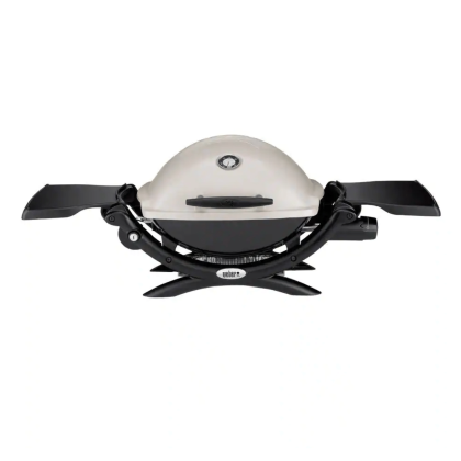 Weber Q 1200 1-Burner Portable Tabletop Propane Gas Grill in Titanium with Built-In Thermometer