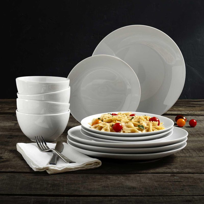 Mason Craft & More 12-Piece Round Dinnerware Set (White)