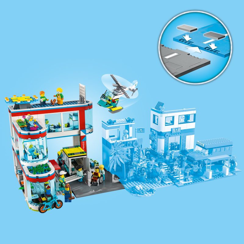 Lego City Hospital 60330 Building Kit with Ambulance and Rescue Helicopter, 816 Pieces