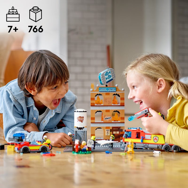 Lego City Fire Brigade 60321 Building Kit, Multi-Model Playset with 2 Lego City TV Characters, 766 Pieces