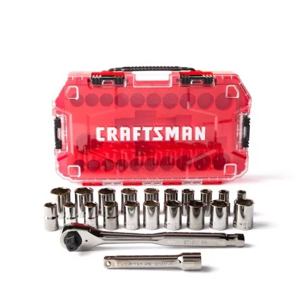 Craftsman 22-Piece Standard (SAE) and Metric Combination Gunmetal Chrome Mechanics Tool Set, CMMT12030
