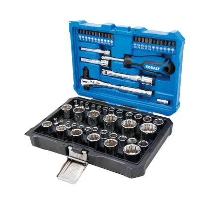 Kobalt 64-Piece Standard (SAE) and Metric Combination Polished Chrome Mechanics Tool Set, 86771