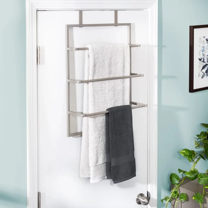 Honey-Can-Do Satin Nickel Over-The-Door 3-Tier Towel Rack