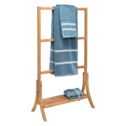 Honey-Can-Do Natural Bamboo 3-Tier Towel Rack with Shelf