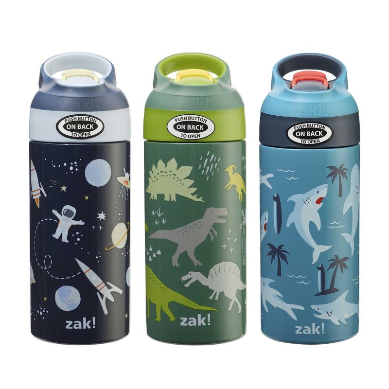 Zak Designs 14-oz. Water Bottle 3-Pack Set, Silicone Spout with Cover