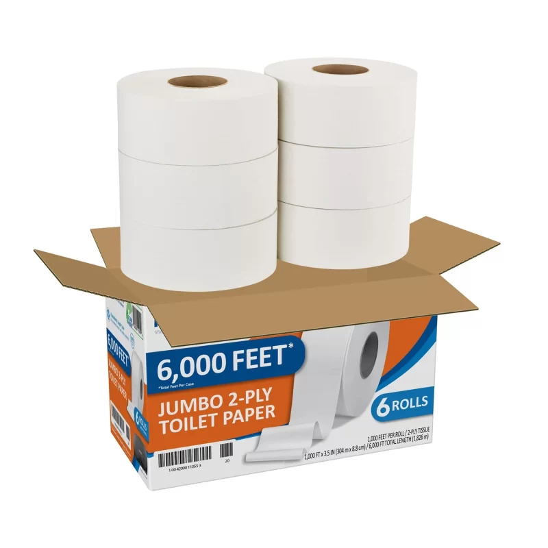 Marathon Jumbo Roll Bathroom Tissue, Septic Safe, 2-Ply, White, 3 1/2" x 1000' (6 ct.)