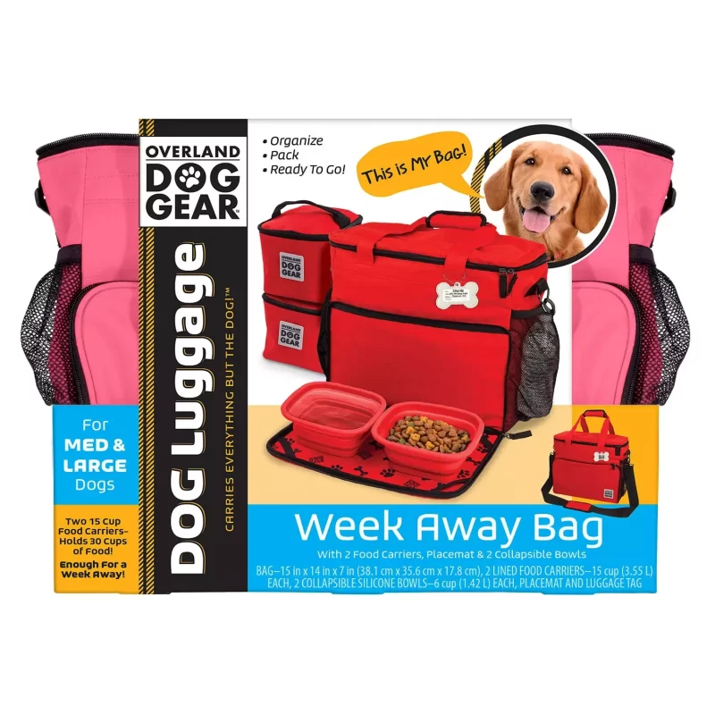 Mobile Dog Gear Week Away Travel Bag for Medium/Large Dogs, Pink