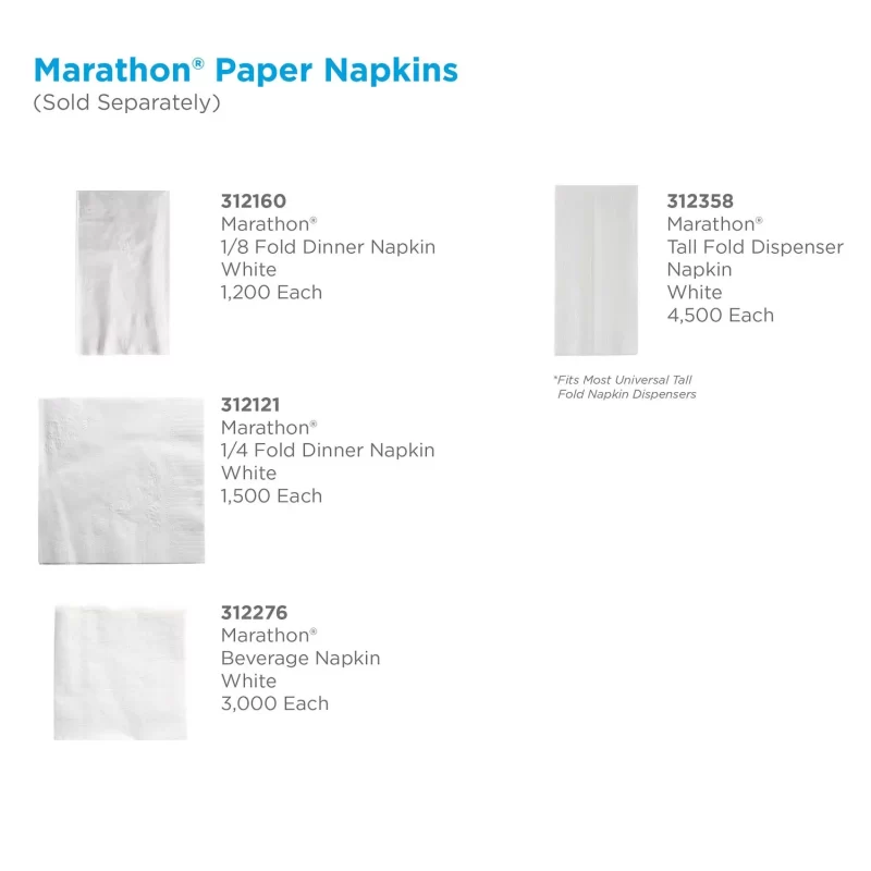 Marathon 2-Ply Dinner Napkin, 17"" x 15"", White (1200/pk., 12 pk.)