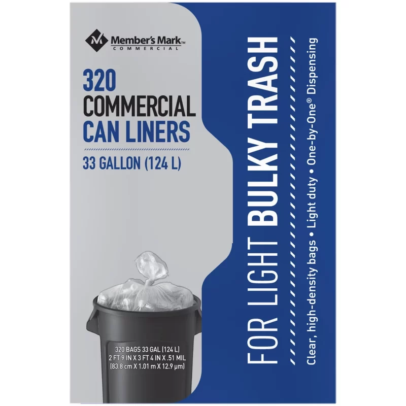 Member's Mark 33 Gallon Commercial Trash Bags (16 rolls of 20 ct., total 320 ct.)