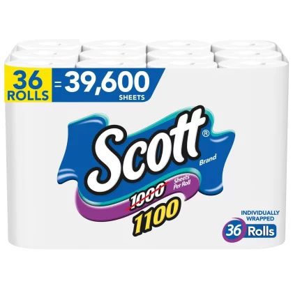 Scott 1100 Unscented Bath Tissue, 1-ply, 36 Rolls
