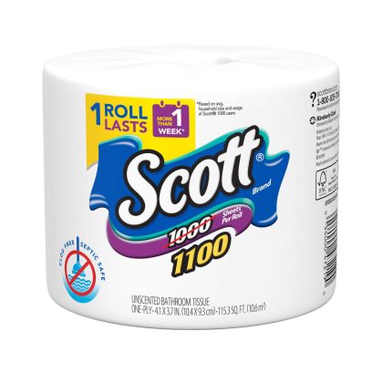 Scott 1100 Unscented Bath Tissue, 1-ply, 36 Rolls
