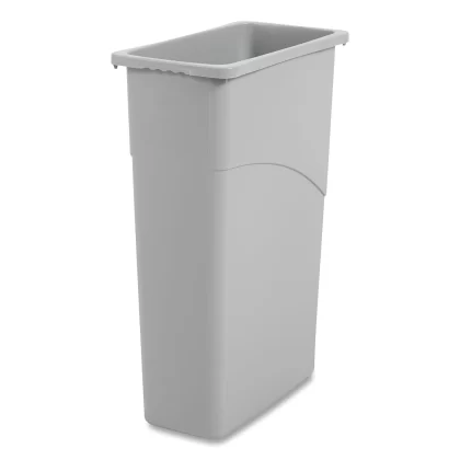 Boardwalk Slim Jim Plastic Waste Container, Gray, 23 Gallons