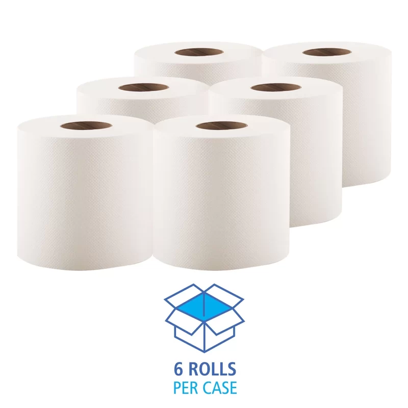 Boardwalk Center-Pull Hand Towels, 2-Ply, Perforated, 7 7/8" x 10", White (600/roll, 6 rolls)