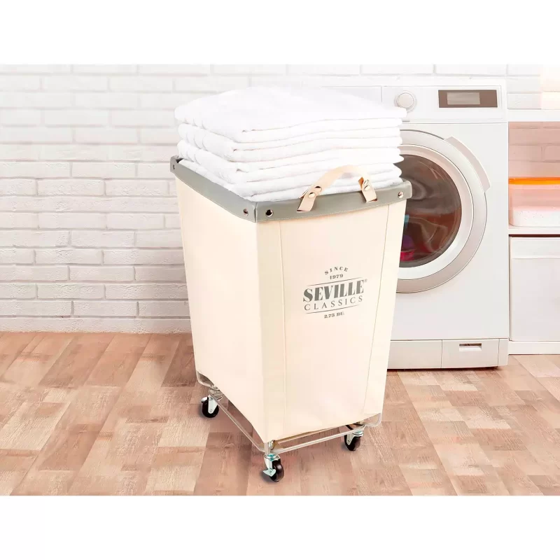 Seville Classics Commercial Heavy-Duty Canvas Laundry Hamper with Wheels