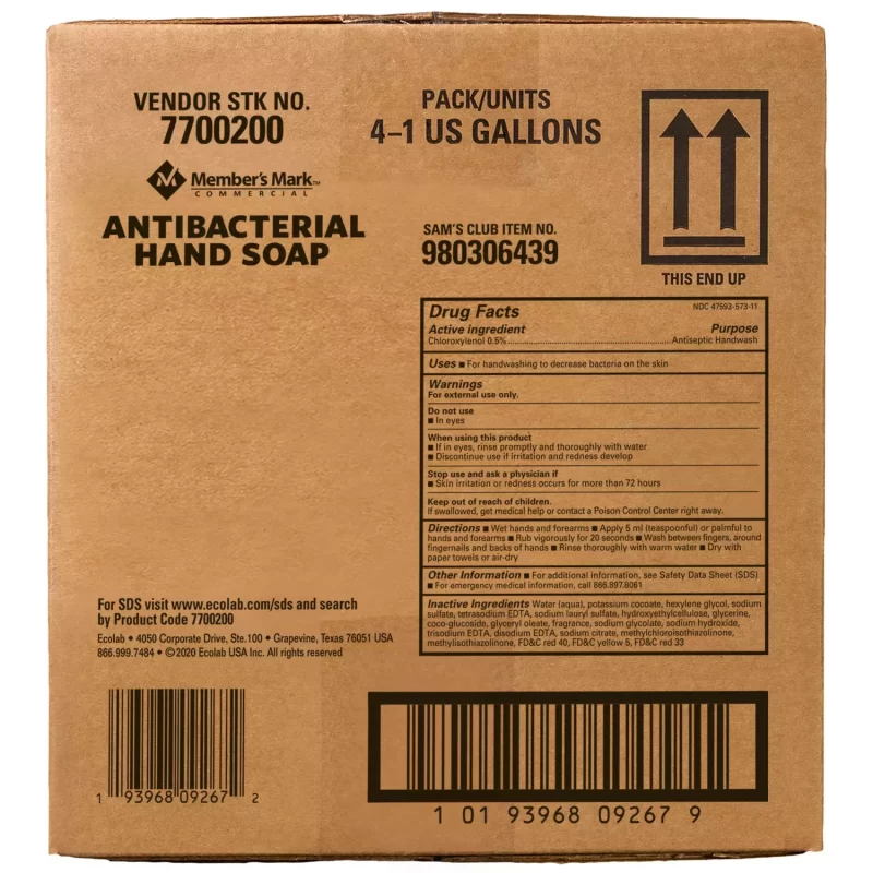 Member's Mark Commercial Antibacterial Hand Soap, 1 gal., 4 Pack
