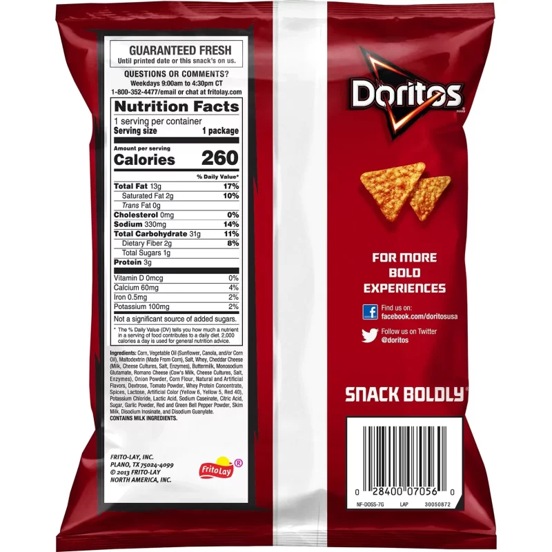 Doritos Nacho Cheese Tortilla Chips (1.75 oz., 64 ct.)