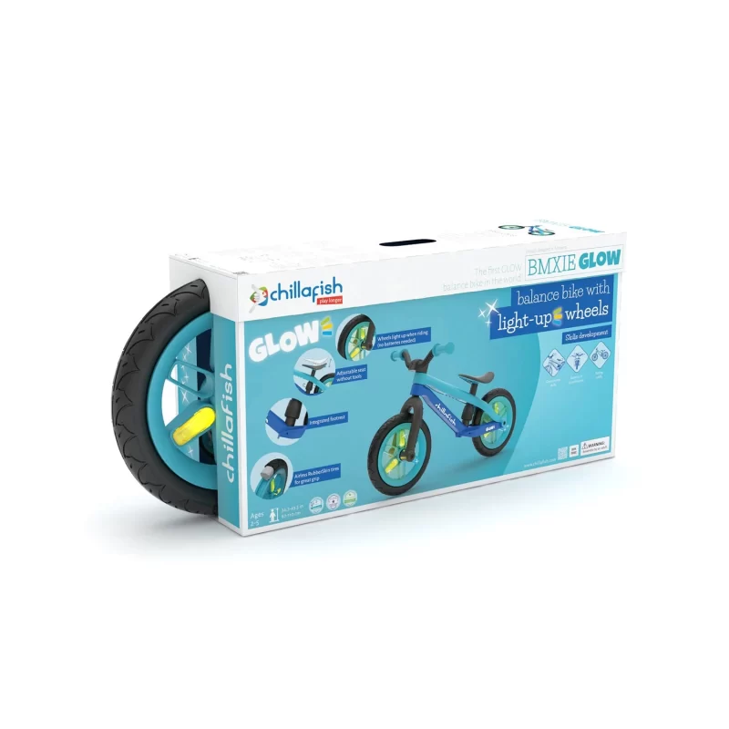Chillafish BMXie Glow Lightweight Balance Bike with Light-Up Wheels, Blue