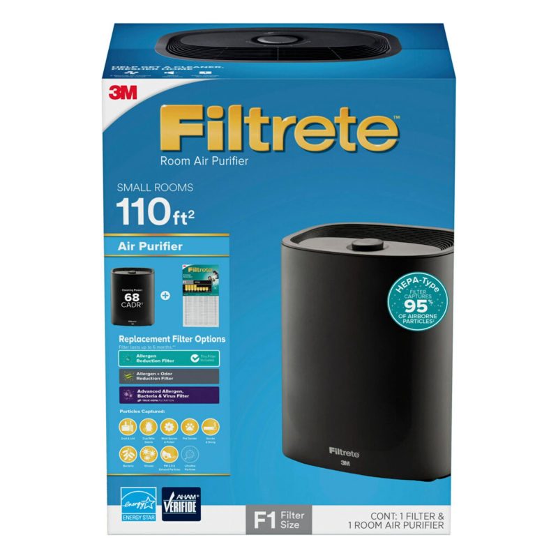 Filtrete by 3M Air Purifier with HEPA-Type Filter, Small Room Console, 110 Sq.Ft. Coverage, Black