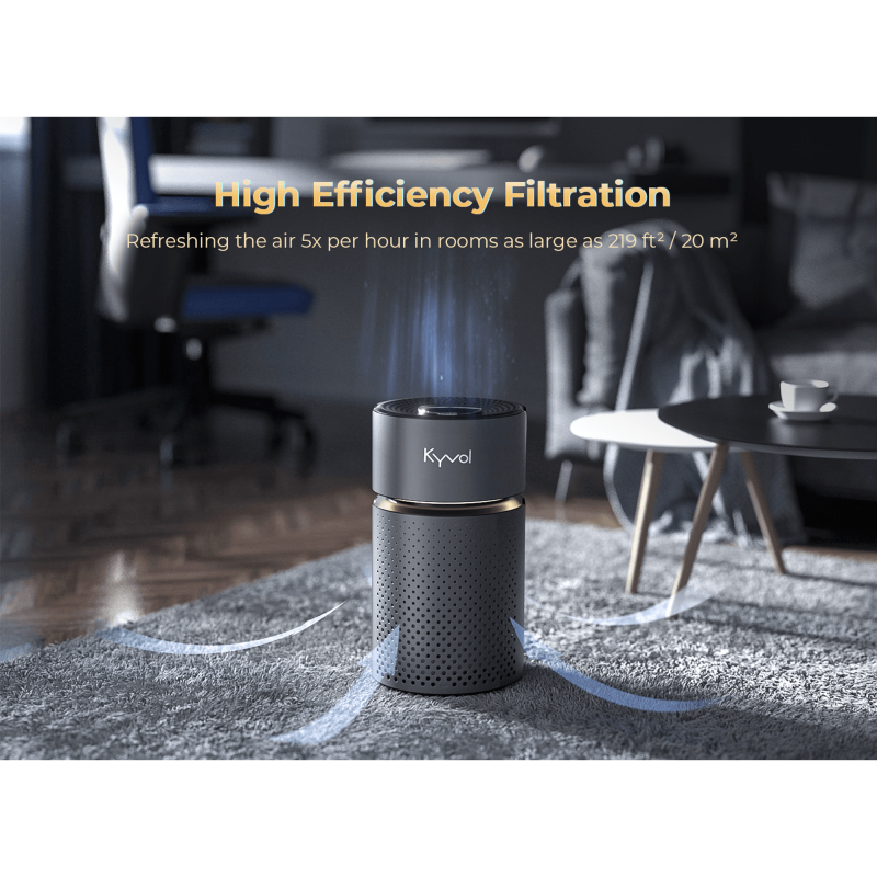 Kyvol EA320 Air Purifier with True HEPA Filter, Coverage Up to 219 Sq.Ft, Dark Grey