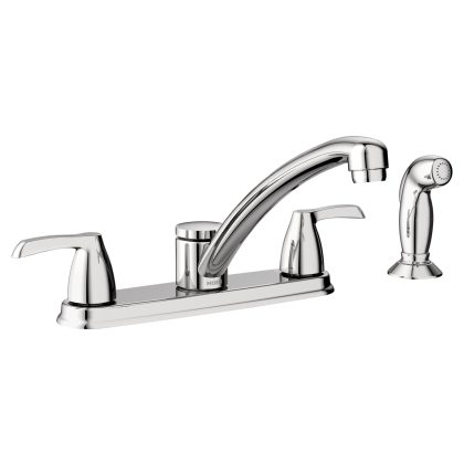 Moen Adler Chrome Two-Handle Low Arc Kitchen Faucet with Side Sprayer (87046)