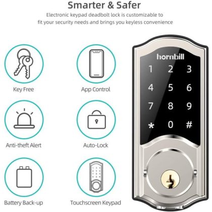 Hornbill Smart Deadbolt, Keyless Entry Door Lock for Front Door with Keypad