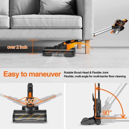 Inse Cordless Vacuum Cleaner, 6-in-1 Stick Vacuum Cleaner, Orange