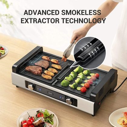 Gevi Electric Smokeless Griddle Grill 2 Cooking Surface Non-Stick BBQ Grill