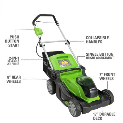 Greenworks G-Max 40V 17 in. Cordless Walk Behind Push Lawn Mower (Tool-Only), 2506402
