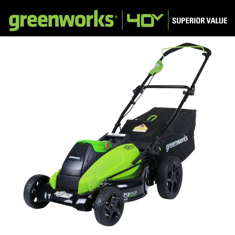 Greenworks 40V 19 in. Walk-Behind Lawn Mower, Battery Not Included, 2501302