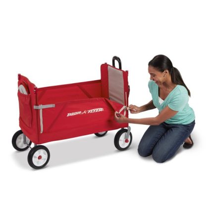 Radio Flyer 3-in-1 All Terrain Off-Road EZ Folding Kids Wagon With Canopy, Red