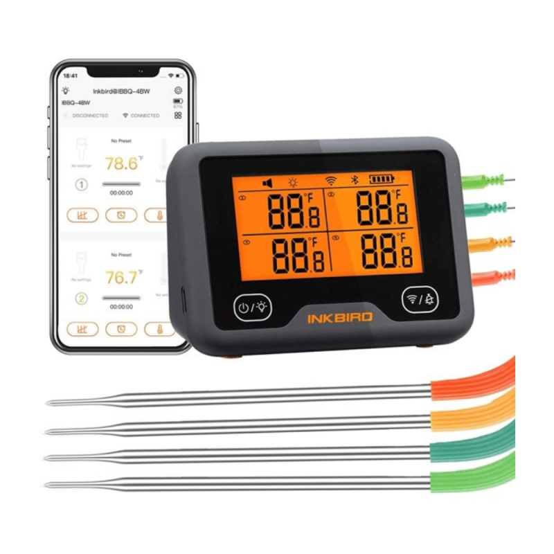 Inkbird Wi-Fi & Bluetooth Grill Thermometer, Wireless Meat Thermometer With 4 Probes