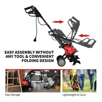 Gymax 14'' 10 Amp Corded Electric Tiller And Cultivator 9'' Tilling Depth, Red
