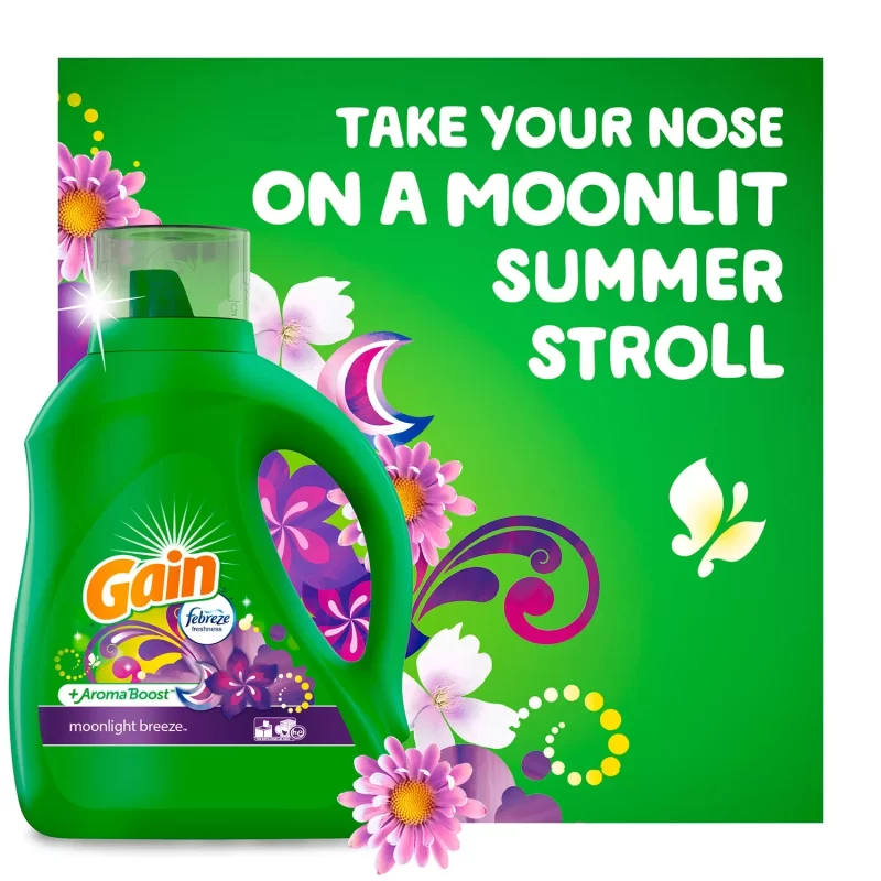[SET OF 2] - Gain Ultra Concentrated And AromaBoost Liquid Laundry Detergent, Moonlight Breeze (200 oz., 146 loads)